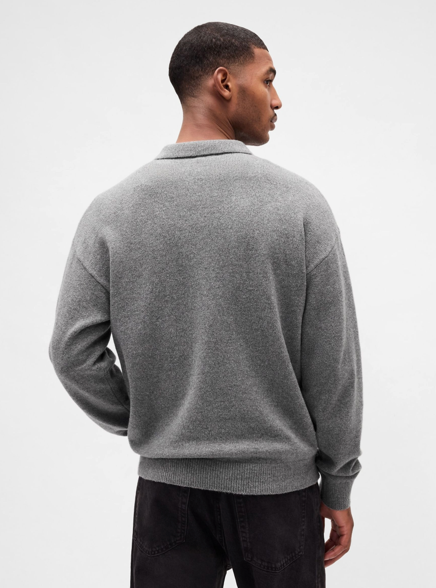 Merrow Knitted Button Sweater Grey