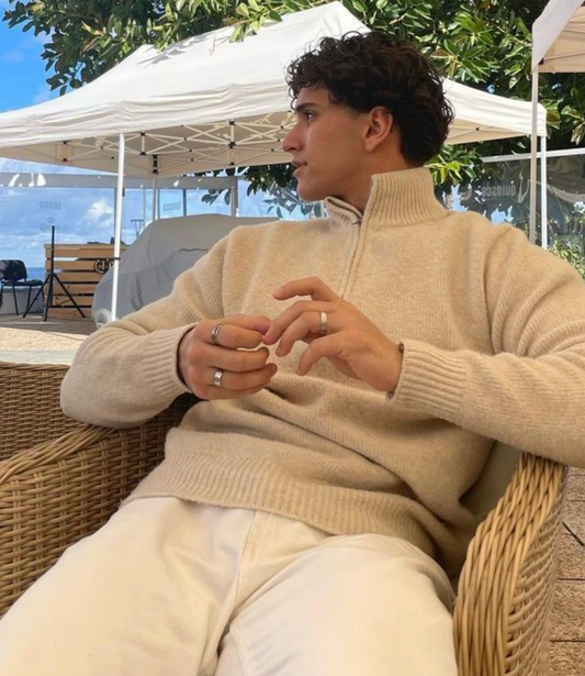 Merrow Quarter-Zip Knit Beige