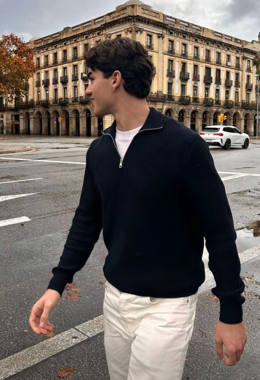 Merrow Quarter-Zip Knit Black