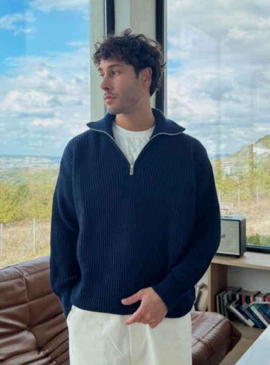 Merrow Quarter-Zip Knit Navy