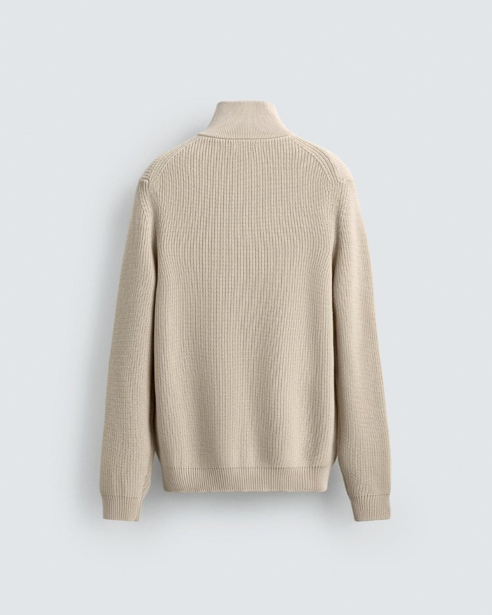 Merrow Quarter-Zip Knit Beige