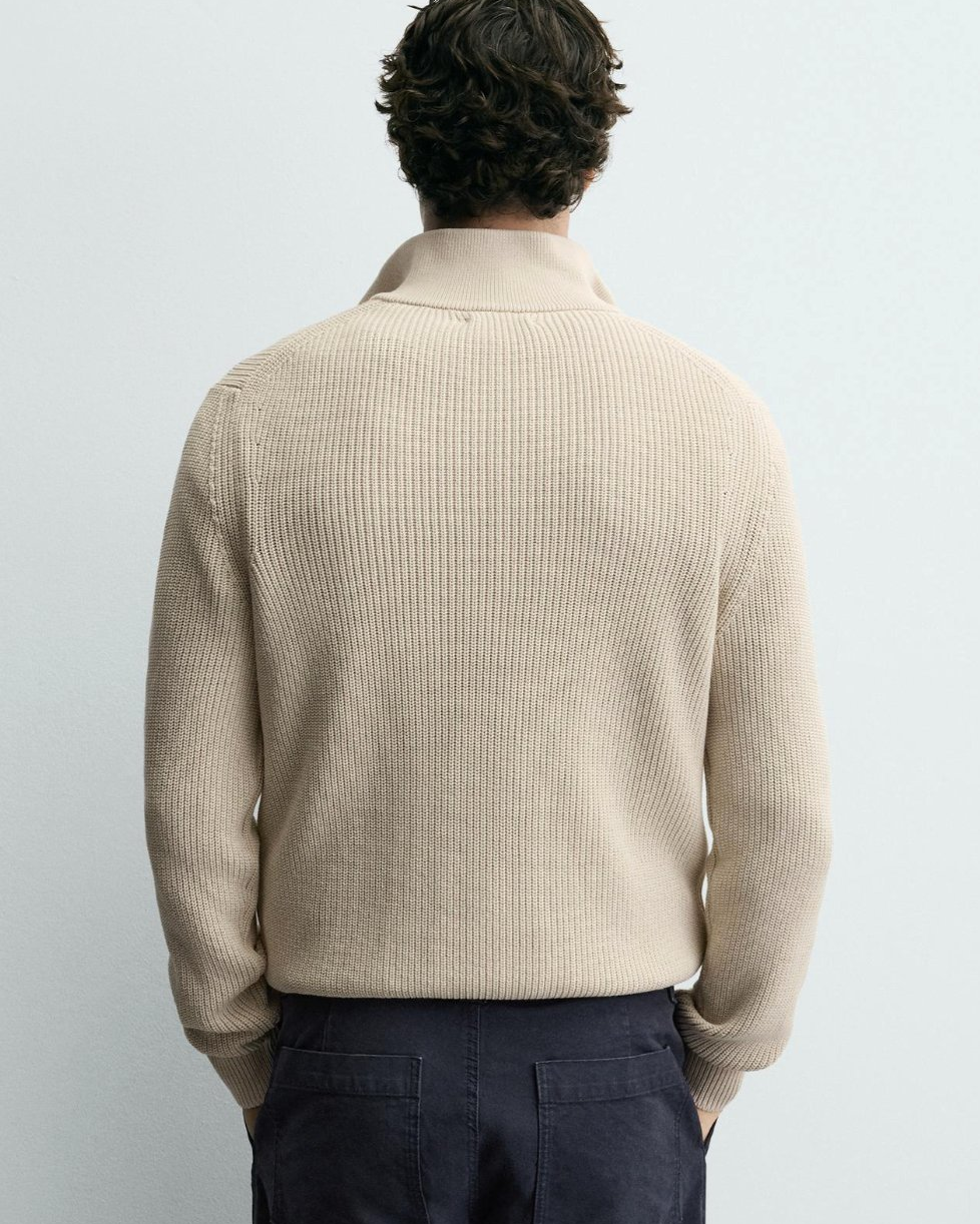 Merrow Quarter-Zip Knit Beige